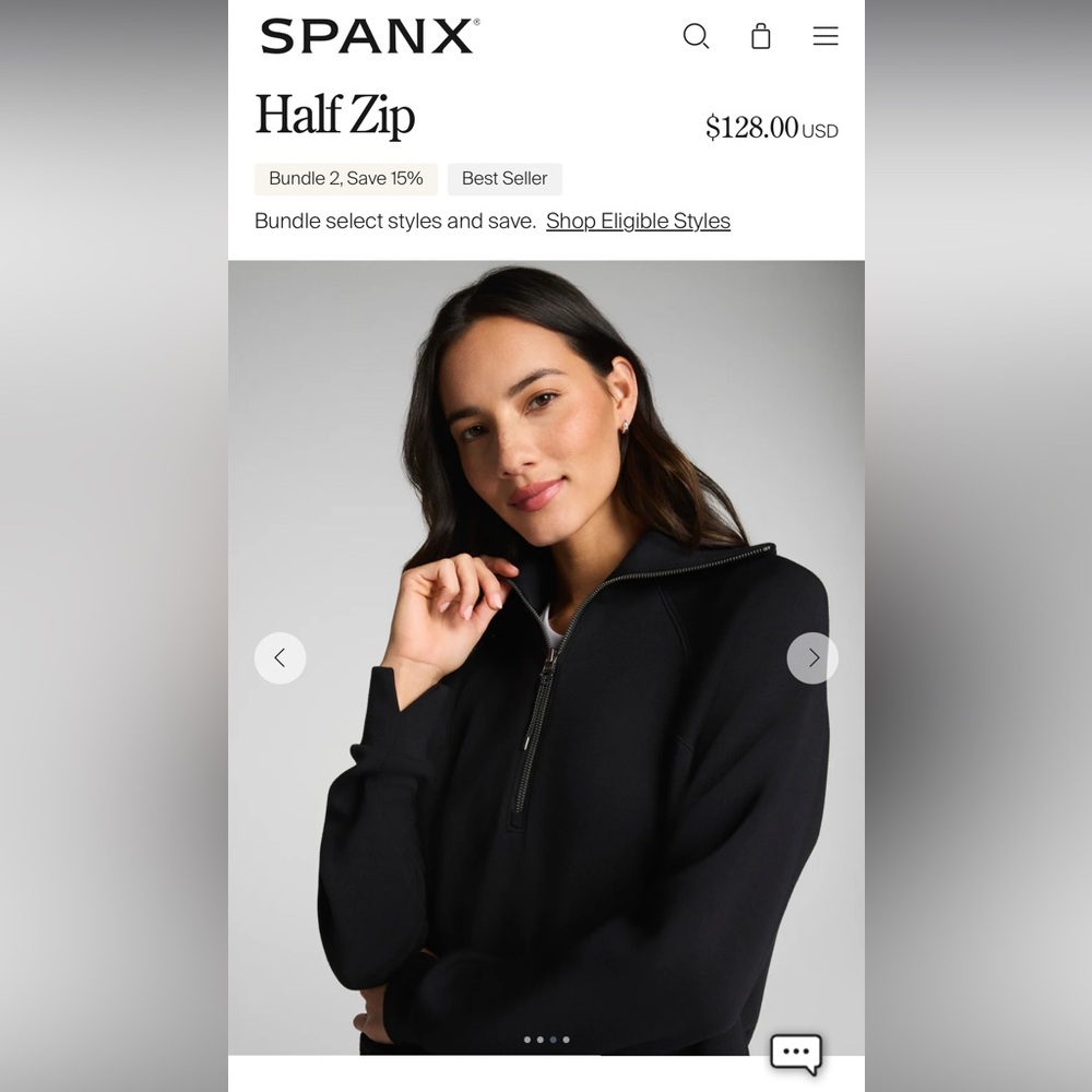Women's Spanx Black Half Zip-Up Top